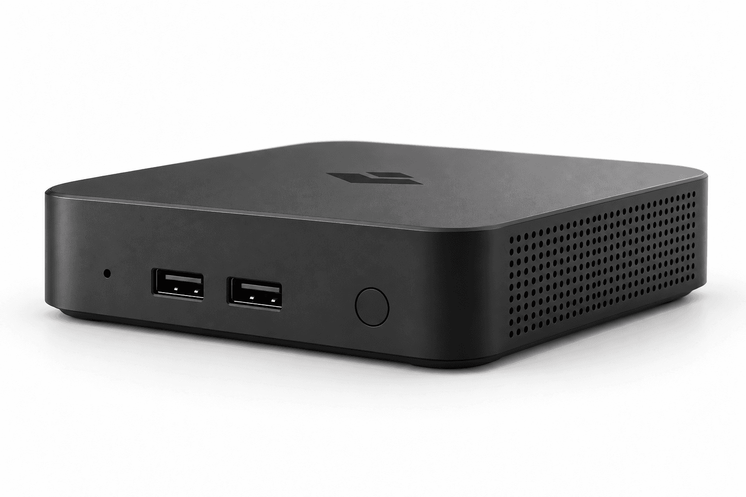 Otto One in black, showing its front USB ports, power button, top logo, and side ventilation